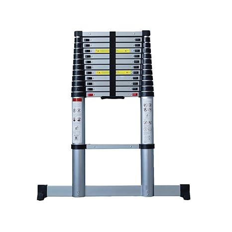 Aldorr Teleskop-Leiter I Höhenverstellbare Aluminium-Ausziehleiter Mit Stabilisator I Soft Close Verletzungs-Schutz I 3,2 Met