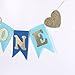 palasasa Glitter Gold and Blue One Banner -First Birthday Decorations Burlap Highchair Banner for 1st Birthday Baby Boy