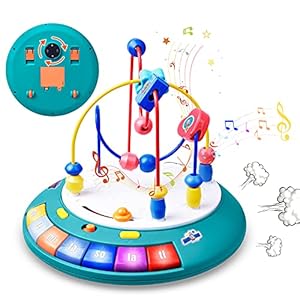GJZZ Baby Toys 6 to 12 Months Baby Toys 12-18 Months – Bead Maze UFO Baby Musical Lights Toys, Baby Boy Learning Toys 6…