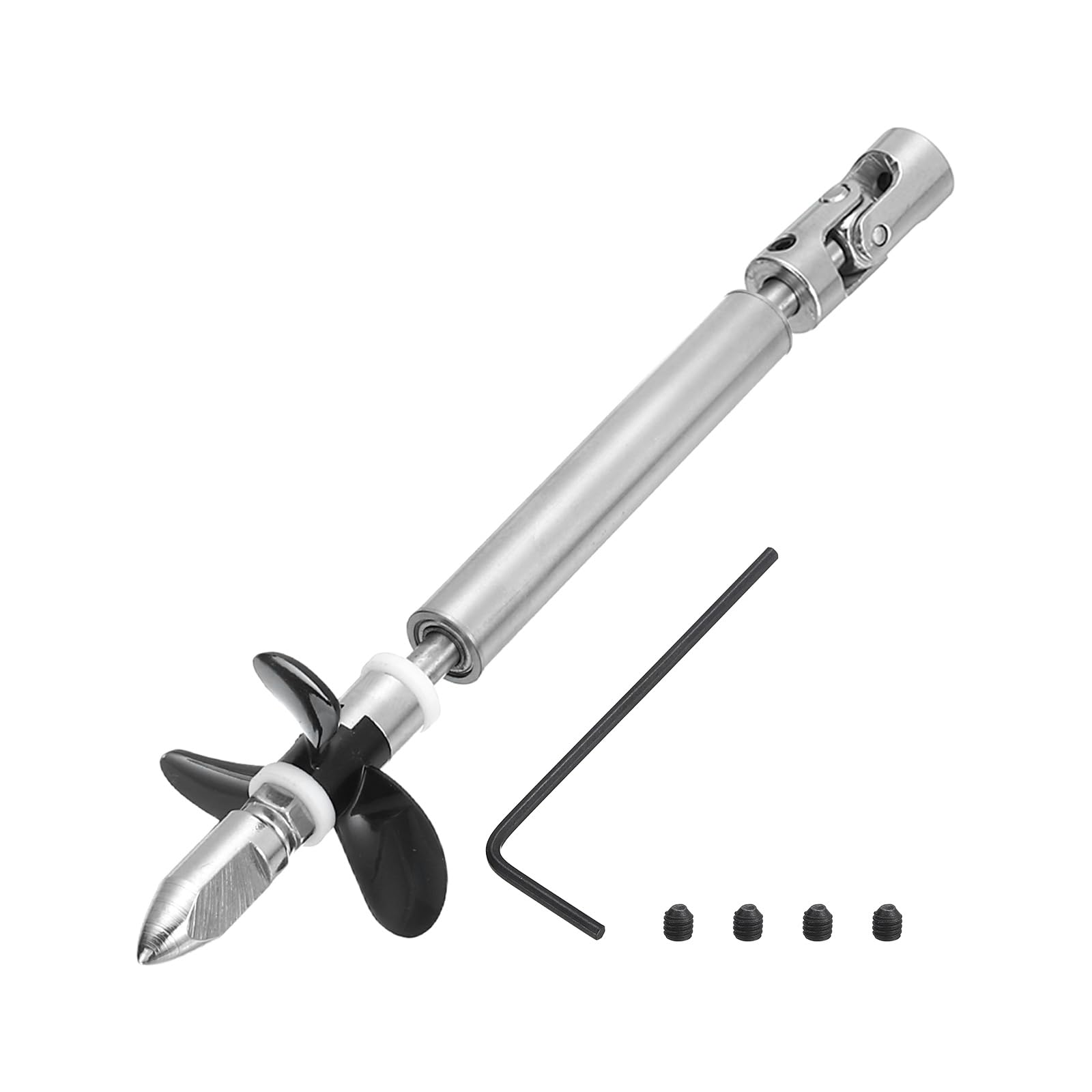 sourcing map Drive Shaft W Propeller and Universal Joint for RC Boat Coupler Assemble Kit, L100mm Shaft, L25mm Sleeve, D36mm Three Propeller, Fit for 4 mm Motor Shaft