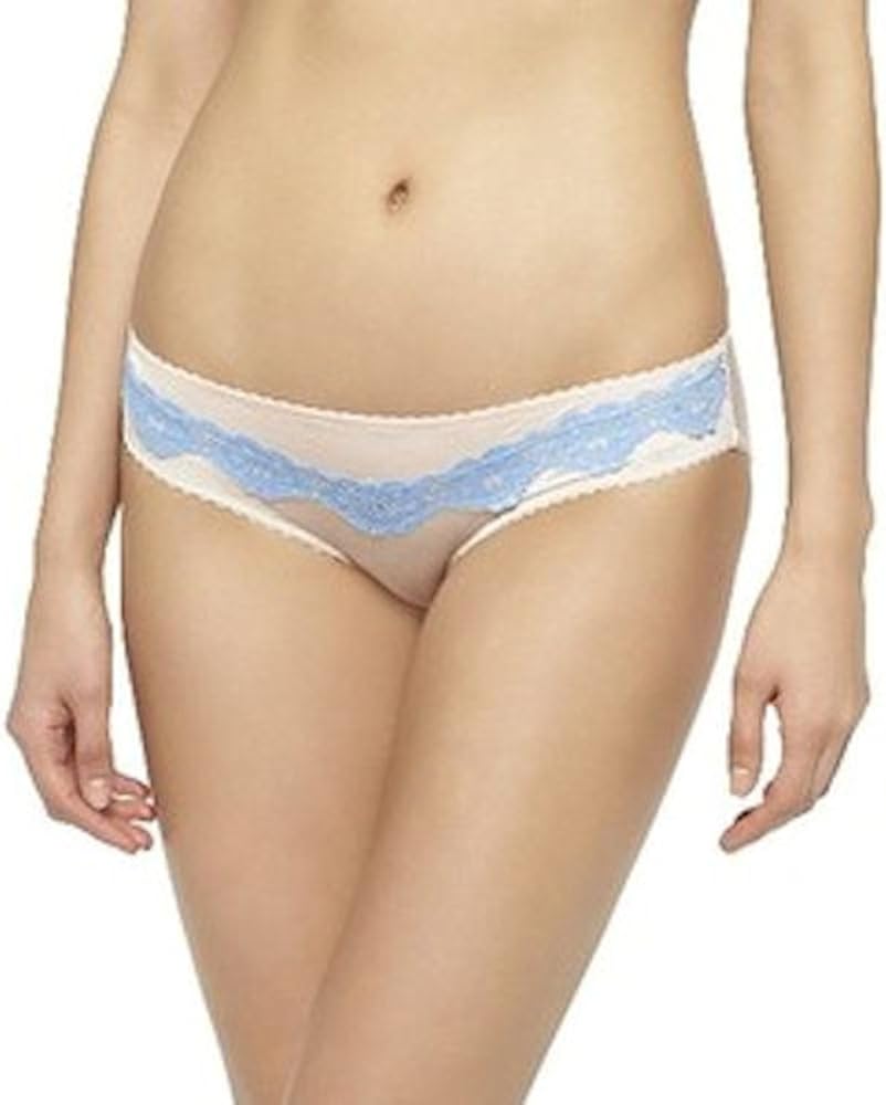 Bella Bloom Bikini Underwear, Size Medium, Cream Tan w/Blue
