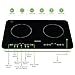 OVENTE Electric Induction Double Burner, 1800W Portable Cooktop with 7.1 Inch Ceramic Hot Plate, 8 Temperature Settings, 5 Timer Levels, LED Digital Display Panel & Auto Shut-Off Function, Black BG61B
