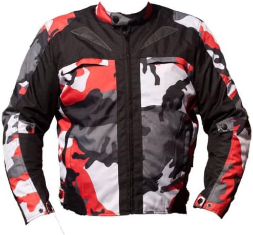Ash Mens Camo Motorcycle Cordura Textile Armour Jacket Red Size X-LARGE