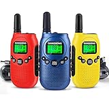 Qianghong Rechargeable Walkie Talkies for Kids Included Li-ion Battery and Charger (Red&Yellow&Blue)