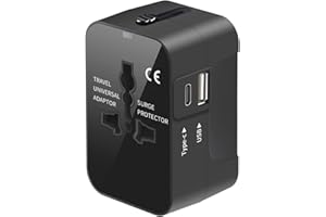 MINGTONG Universal Travel Adapter, International Plug Adapter with 2 USB Ports (1 USB C), Worldwide Wall Charger AC Power Plug Converter Adaptor for US to EU UK AUS Asia