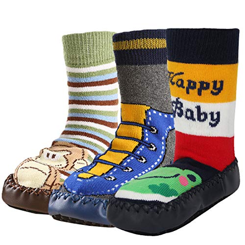 KF Baby Toddlers Boys Girls Non-Skid Slipper Socks Value Pack [3 Pairs] - Thumbnail 5