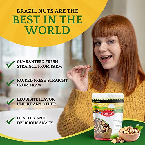 Sunbest Natural Whole Brazil Nuts, Unsalted Nuts for Snacking, Baking