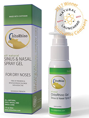 ChitoRhino All Natural Soothing Nasal Spray Gel for Dry Noses with Chitosan, Xyltol, Aloe Vera.