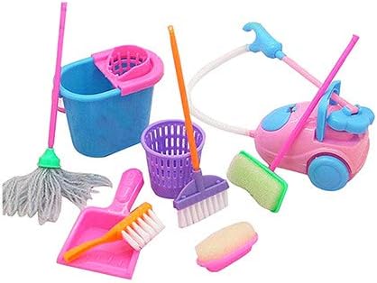 Household Pretend Play Toy Kit Mini Vacuum Cleaner Cleaning Mop Broom Tools Accessories Toys Ware Toys for Girls Kids 9pcs