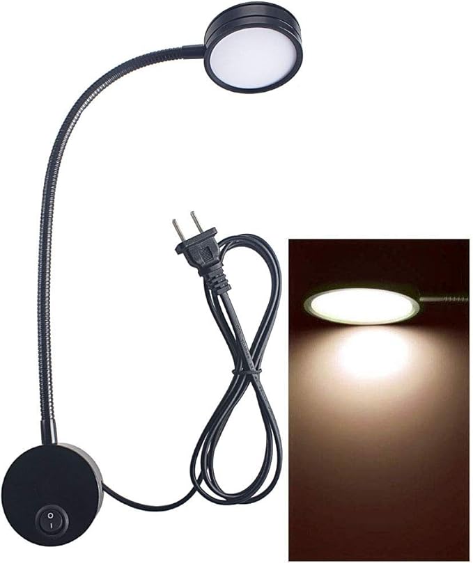 Wall Mounted Reading Light Lamp Flexible Gooseneck Bedside Reading