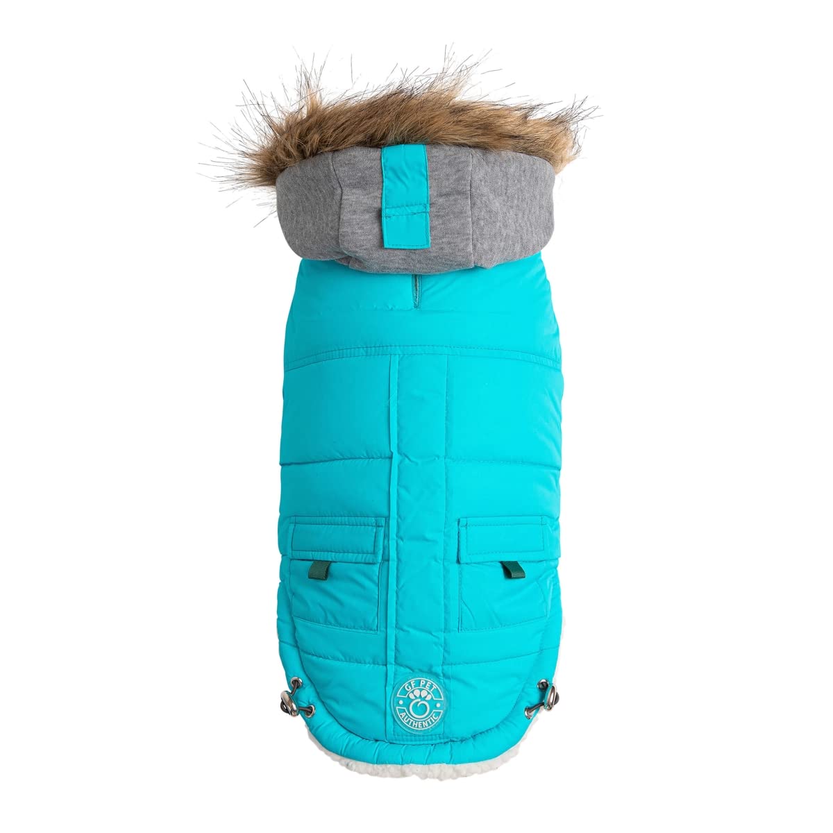 GF Pet Dog Parka Jacket Winter Sailor Warm Coat for Dogs Fleece Lined Vegan Fur Hooded Bodywarmer - Aqua - Large — image 1