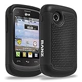 LG 306G,305C Case, RANZ® Black Heavy Duty Dual Layer Armored Hybrid Case Cover For LG 306G, LG 305C (Tracfone)