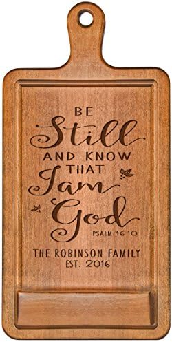 Personalized Cherry iPad Cook Book Recipe Holder with Stand Under Counter for Kitchen with Family Name and Year Established Date Be Still and Know Wedding Gift Ideas for Him Her Couple