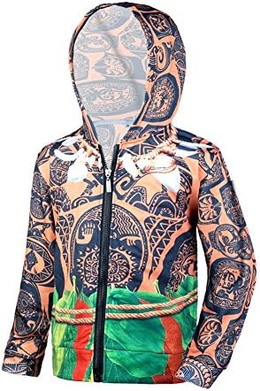 Wocau Maui Boy's Long Sleeves Jackets Hoodie Coats Costume Moana Outfit