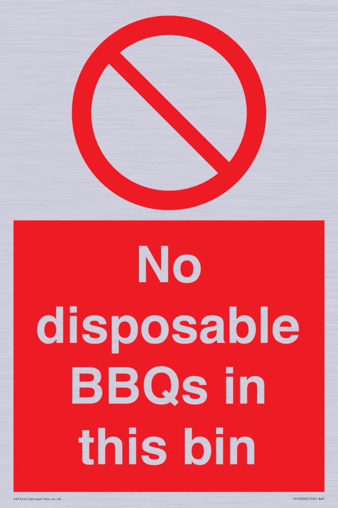 No disposable BBQs in this bin Sign - 200x300mm - A4P