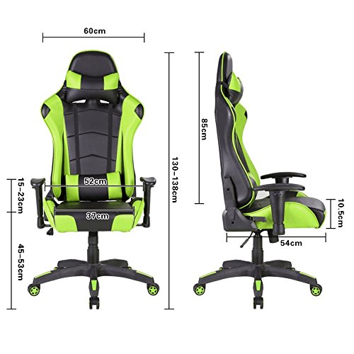 IntimaTe-WM-Heart-Sedia-Gaming-Sedia-da-ufficio-Sedia-Schienale-Alto-Reclinabile-di-PU-Ergonomica-Poltrona-Girevole-Regolabile-Sedia-del-Gioco-Computer-verde
