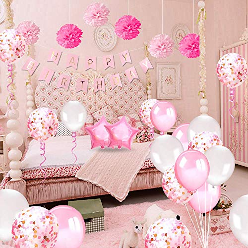 60Pcs Rose Gold and Gold Confetti Balloon Set 12Inch Pink Latex Party Balloons White Balloon for Wedding Birthday Graduation Celebration Valentine's Day Girls Party Decoration