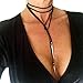 6 PCs Long Leather Velvet Bolo Tie Lariat Choker Necklace with Spike Beads for Women