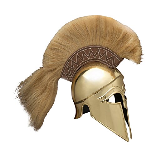 Italic Corinthian Greek Medieval Helmet (Brass) with Plume - One Size - Brass