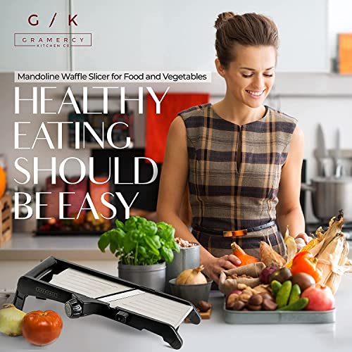 Mandoline Food Slicer, Adjustable Stainless Steel with Waffle Fry