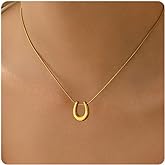 foyjoey Gold Sun Horn Necklace for Women Dainty Crescent Moon Necklace Lucky Horse Shoe Pendant Necklace Minimalist Trendy Jewelry Christmas Gifts