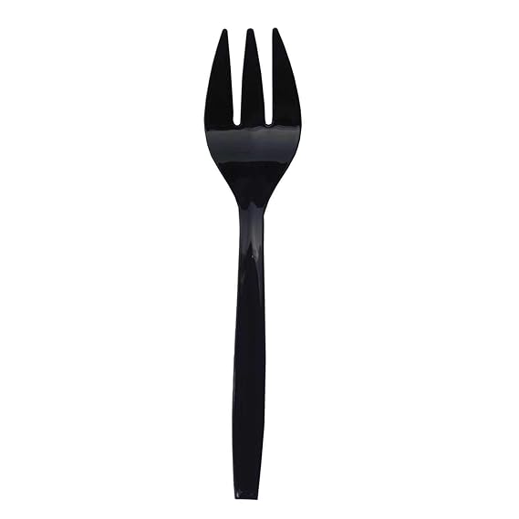 Party Essentials Hard Plastic 9" Serving Forks, Black, 12