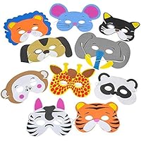 Rhode Island Novelty 1 Dozen 7 Inch - 13 Inch Dress Up Foam Animal Masks