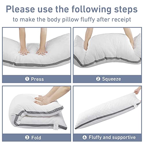 Leeden Body Pillow Premium White Firm Fluffy Long Pillow 21 x 54 Soft