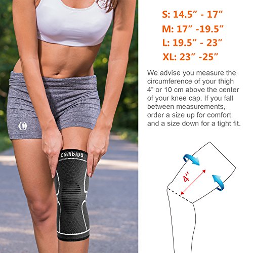 image for Cambivo 2 Pack Knee Brace, Knee Compression Sleeve Support for Running