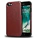 TENDLIN Compatible with iPhone SE 2022/iPhone SE 2020/iPhone 8/iPhone 7 Leather Back Flexible TPU Silicone Hybrid Slim Case (Brown)