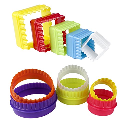 JPSOR 22pcs Cookie Cutter Biscuit Cutters Sandwich Cutters Colors Shapes Cake Cutter (Star, Flower, Round, Square)