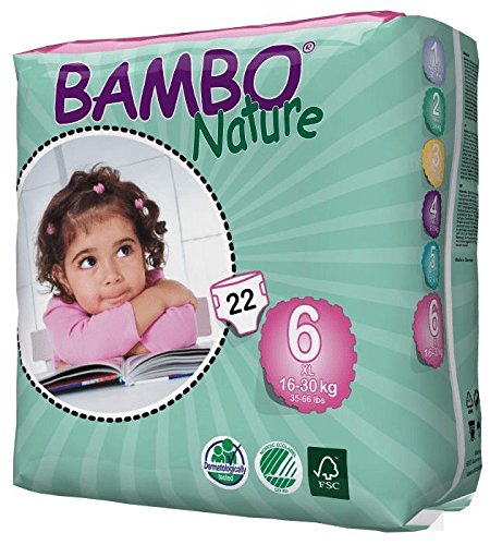 Bambo Nature Eco Friendly Baby Diapers Classic for Sensitive Skin, Size 6 , 22 Count, Pack of 2