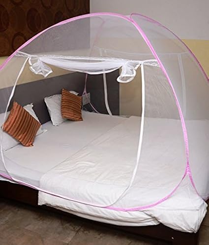 House of Quirk Foldable Mosquito Net Double Bed - Pink