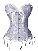 Lttcbro Women's Jacquard Fabric Plastic Boned Overbust Corsets with G-string