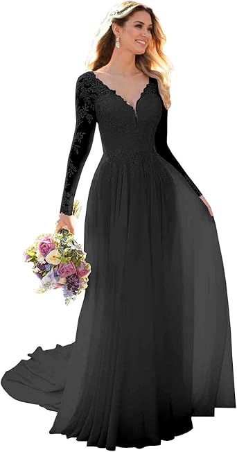 purple wedding dress long sleeve