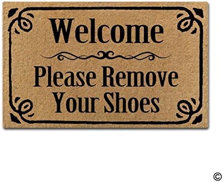 Colivy Funny Doormat Welcome Please Remove Your Shoes Door Mat Decorative Home Indoor Outdoor Floormat Non-slip Doormat Machine Washable Non-woven Fabric