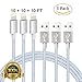 iPhone Charger, Czznn 3 Pack Extra Long Nylon Braided High Speed USB Syncing and Charging Cable Cord for iPhone charger 7/7Plus 6s 6sPlus 6 6Plus 5 5s 5c SE iPad