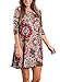 Dearlovers Vintage Round Neck Casual Floral Shift Dress for Women Large Size Coffee