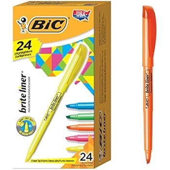 BIC Brite Liner Highlighter, Chisel Tip, Assorted Colors, 24-Count
