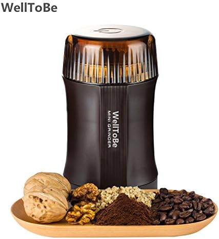 WellToBe CG-8120 Electric Coffee Grinder for Coffee Bean, Seed, Nut, Spice,Herb, Grain and others - Super Powerful 200 Watt 20 Seconds to Grind per time, Double Stainless Steel Blades