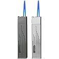 Laicengo Jet Torch Lighter, 2 Pack Butane Refillable Lighter, Cool Lighters with Visible Gas Tank and Adjustable Flame Dial, Great Choice for Men Dad Husband (Fuel Not Included)