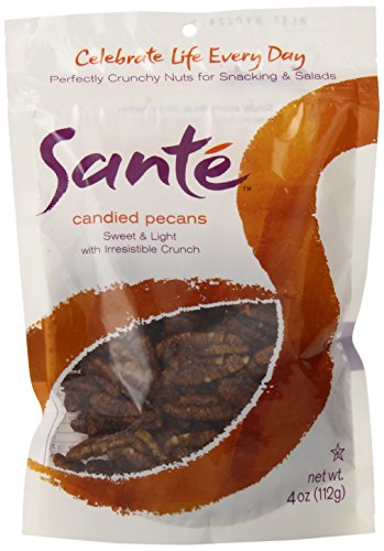 SanteCandied Pecans | Gourmet Candied Nuts | All Natural, non-GMO | Gluten Free, Peanut Free | 4 Ounce Resealable Bag