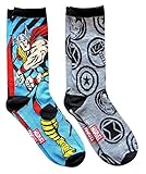 Hyp Marvel Thor Avengers Logos Men's Crew Socks 2 Pair Pack Shoe Size 6-12