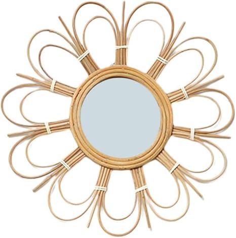 Amazon ミラー 鏡 壁掛け ナチュラル ラタンミラー おしゃれ ヨーロピアン 北欧 籐製ドレッシングミラー ラタン 籐 鏡 浴室 お風呂用 部屋 玄関インテリア ナチュラル ミラー 鏡 オンライン通販