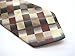 Secdtie Men's Classic Checks Dark Blue Grey Jacquard Woven Silk Tie Necktie (One Size, Brown)