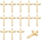 Beebeecraft 1 Box 30Pcs Cross Charms Real 18K Gold Plated Brass Crucifix Charms 13x8.5mm Loose Beads for Jewelry Making Bracelets Necklace Earring