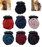 Set of 7 Fashion Pure Colour Rose Bow Flowers Plastic Claw Jaw Hair Clip,Ponytail Holder for Women Lady Girls (7 Colors)