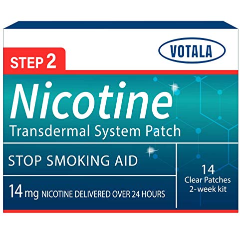 Votala Nature Nicotine Patches Step 2, 14milligram  Nicotine Delivered 24 hours Transdermal System, Quit Smoking, Stop Smoking Aid, Anti Smoking patches, 14 Patches, 2-week Kit, Step 2