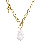 PearlHope Freshwater Baroque Pearl Necklace; Pearl Necklaces for Women; Pearls Pendant Necklace for Men and Women