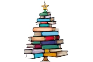 Christmas Book Tree Suncatcher Ornament, Faux Stained Glass & Acrylic Gift for Book Lovers, Suitable for Christmas Decoration